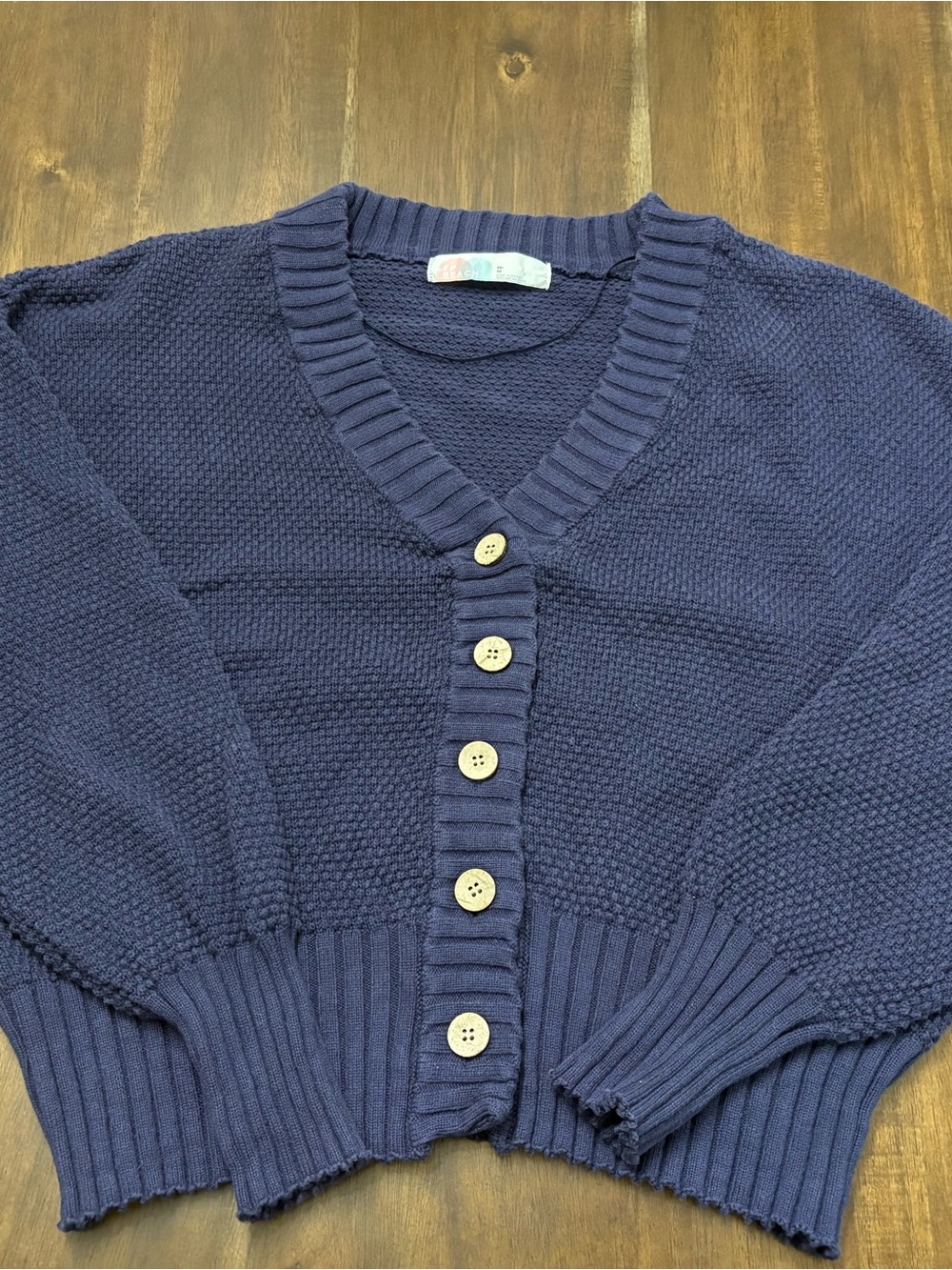 Free People Beach Navy Button-Front Women's Cardigan Sweater